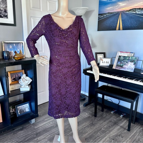 Ralph Lauren Long-Sleeve Sequined Cocktail Dress - Picture 12 of 13